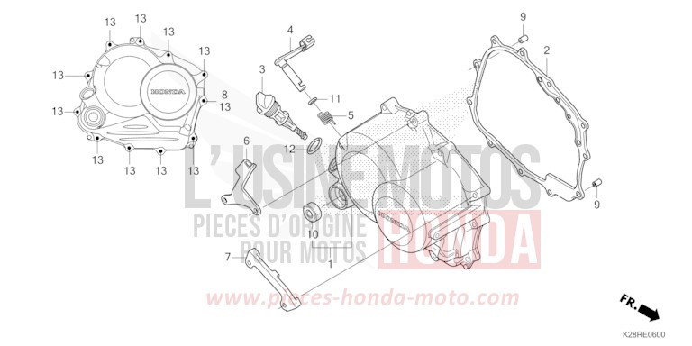 PANNEAU CARTER-MOTEUR D. de CRF125F "Petites Roues" EXTREME RED (R292) 2025